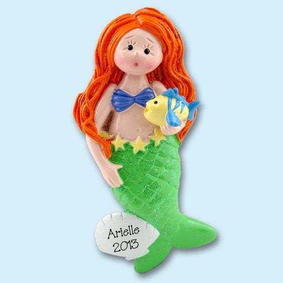 LITTLE MERMAID  Personalized Christmas Ornament Hand Painted RESIN