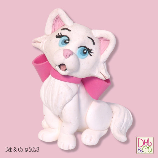 Miss Princess Handmade Polymer Clay White Kitty Cat Figurine