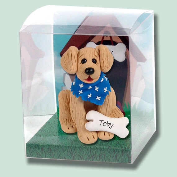 Golden Labrador Retriever / Dog / Puppy / Polymer Clay Personalized Christmas Ornament