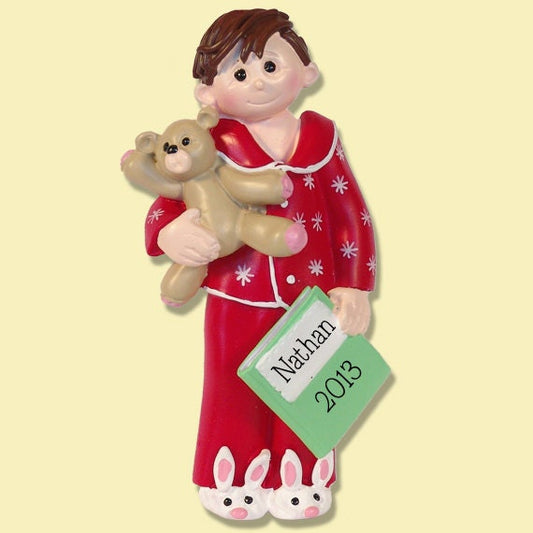Personalized Christmas Ornaments Giggle Gang Boy in Christmas Pajamas,Gift for Little Boy, Personalized Ornaments, Little Boy's GiftsRESIN