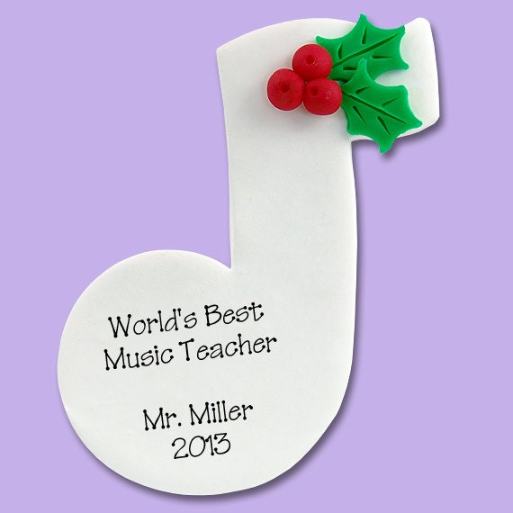 MUSIC NOTE Personalized Christmas Ornament Hand Made POLYMER Clay