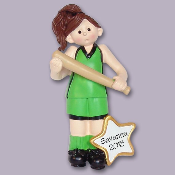 Girl Baseball / Softball Player Personalized Christmas Ornament, Girl Softball Ornament, Softball Player Ornament, Girl Baseball Ornament