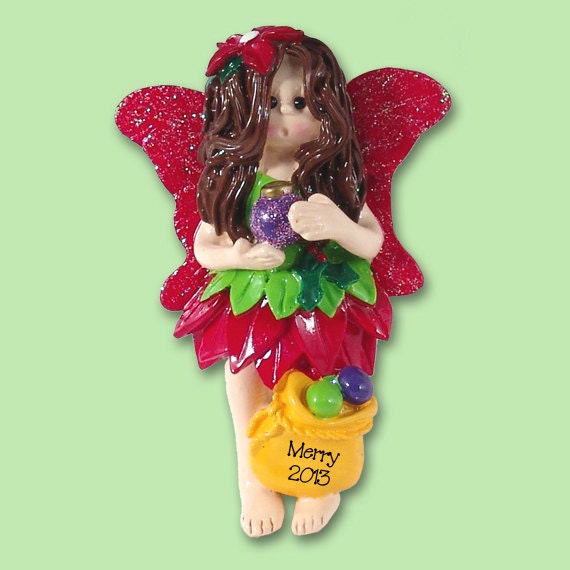 Merry the Forest FAIRY Hand Pinted RESIN Personalized Christmas Ornament