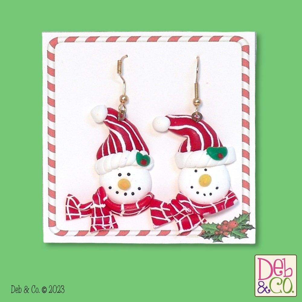 HANDMADE POLYMER CLAY Snowman Earrings
