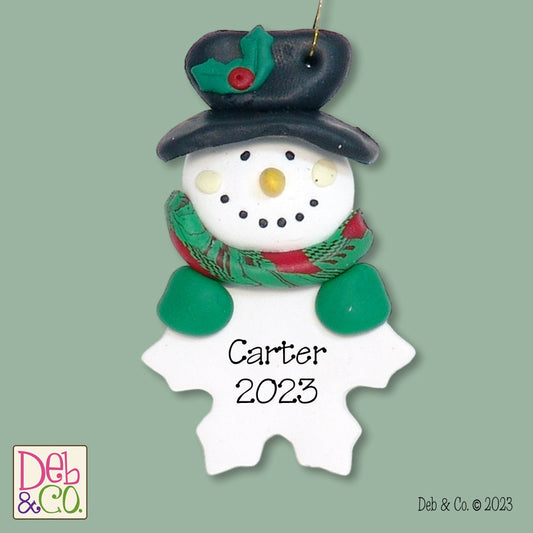 Mini Snowman HANDMADE POLYMER CLAY Personalized Christmas Ornament
