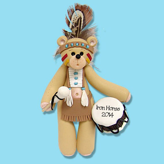 INDIAN BRAVE Belly Bear Handmade Polymer Clay Personalized Christmas Ornament