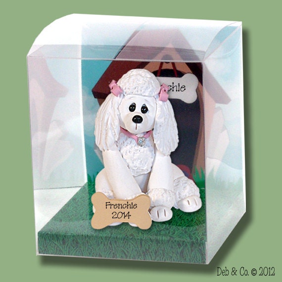 Gray FRENCH POODLE / Dog / Puppy / Handmade Polymer Clay Personalized Christmas Ornament