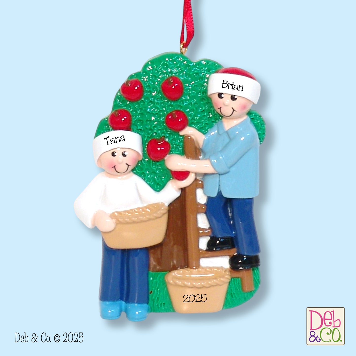 Personalized Apple Picking Couple Ornament - RESIN