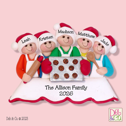 Baking Family of 5 Polymer Clay Ornament