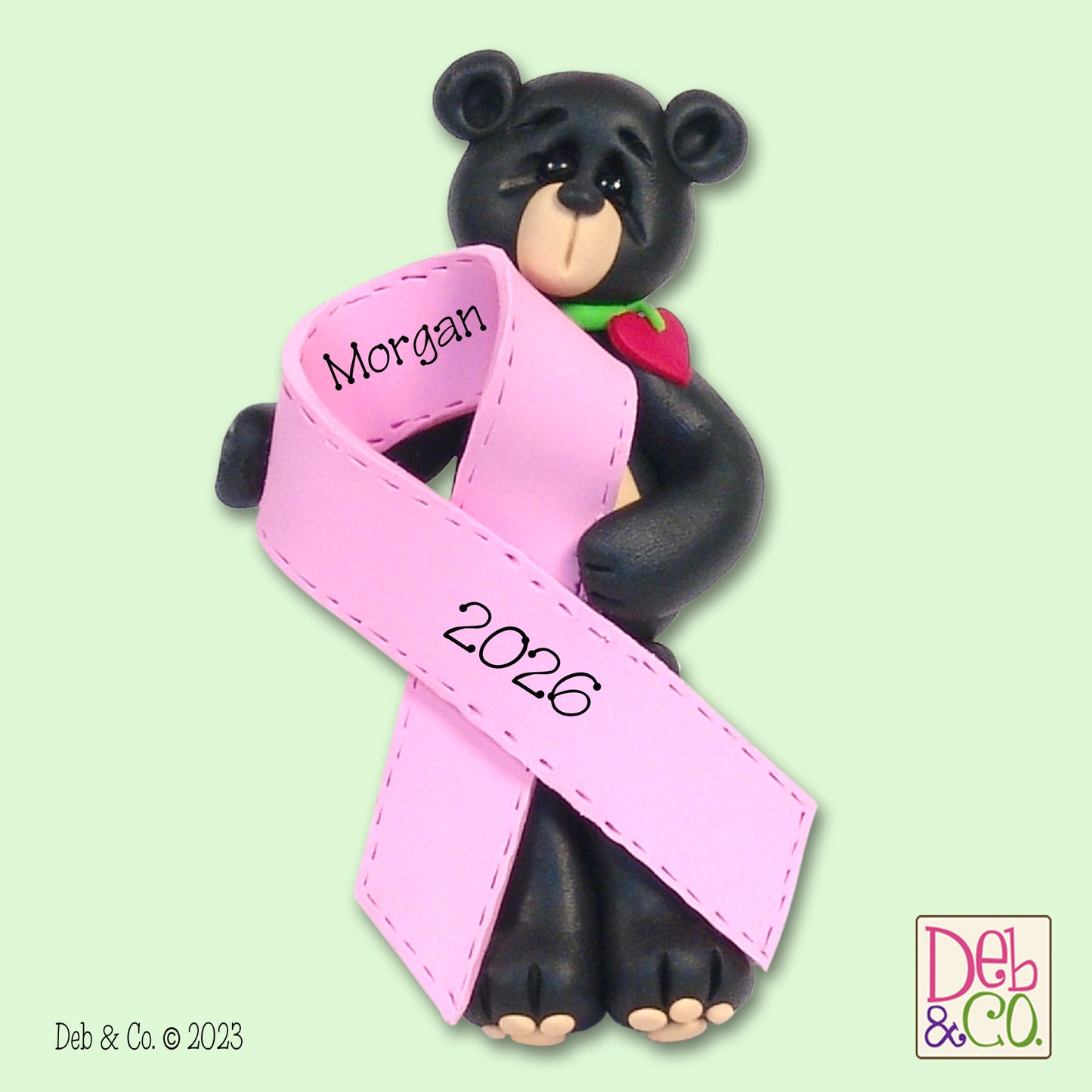 Black Bear Breast Cancer MEMORIAL - Survivor Pink Ribbon Ornament