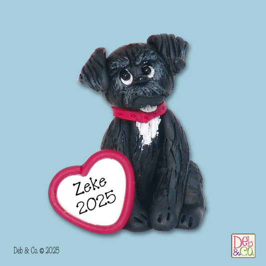Black Terrier Puppy Dog Handmade Ornament