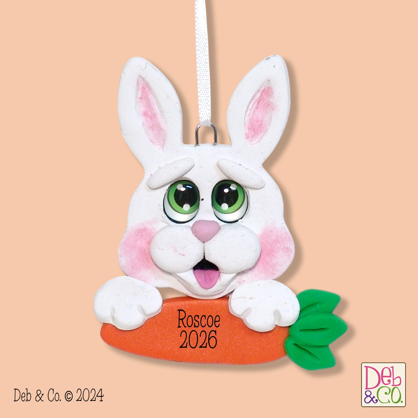 Small Bunny w/Carrot Easter Ornament