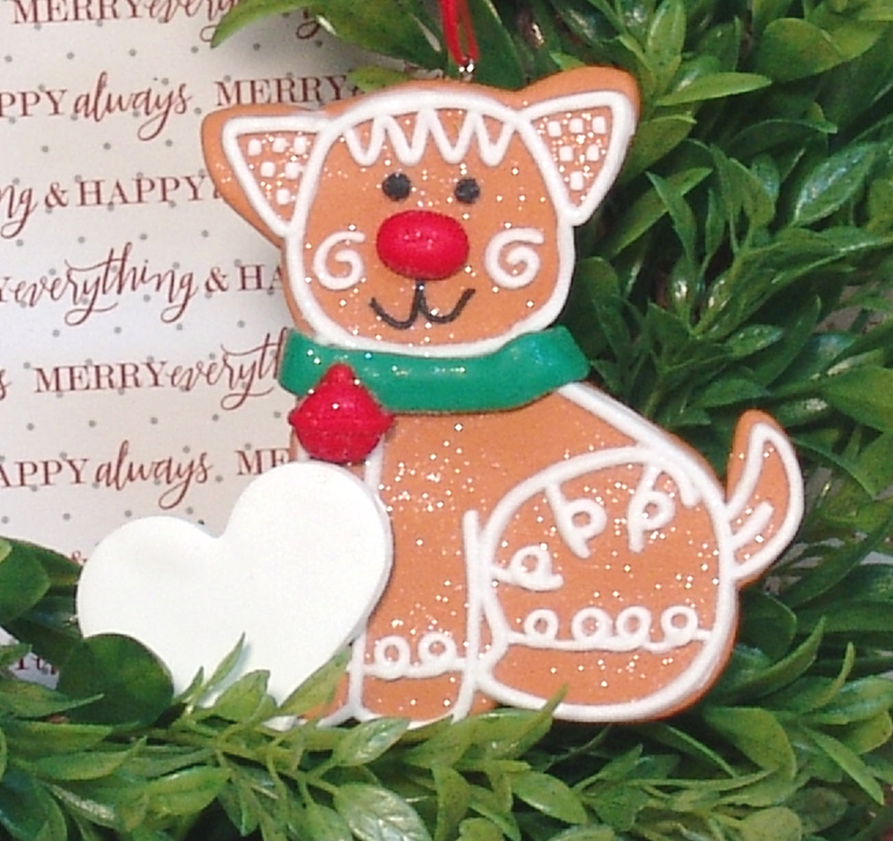 Gingerbread Kitty Cat Personalized Christmas Ornament