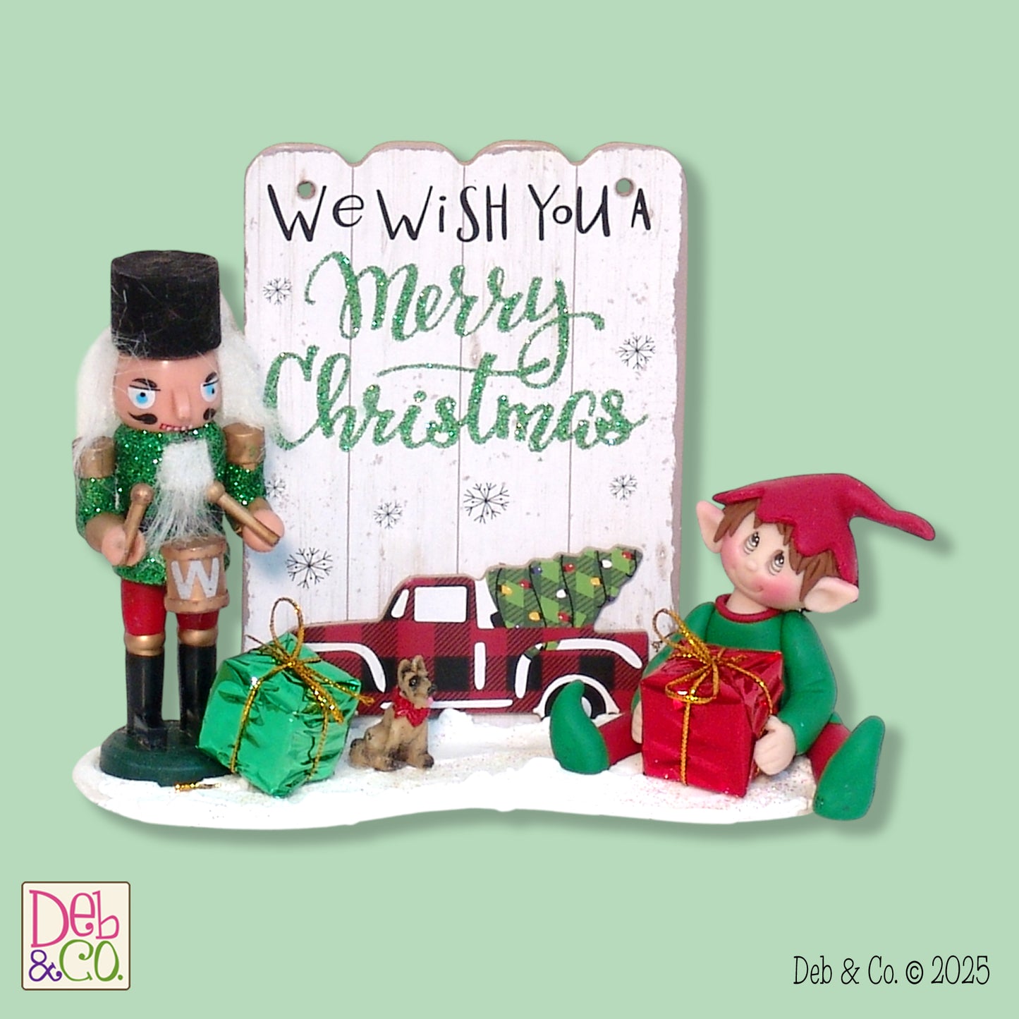 Elliot the Elf with Nutcracker & Plaque