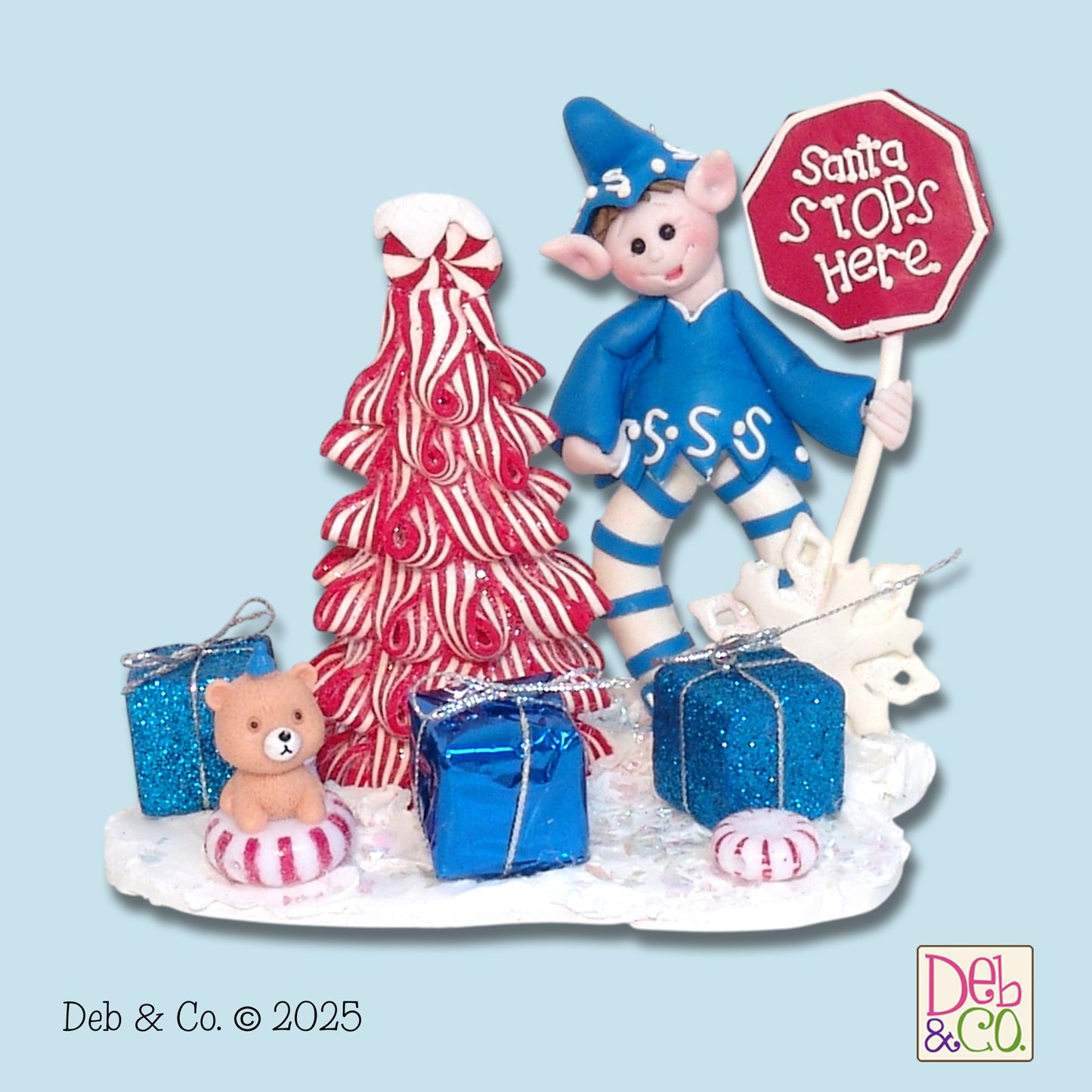 Wham the Elf with Peppermint Tree & Gifts