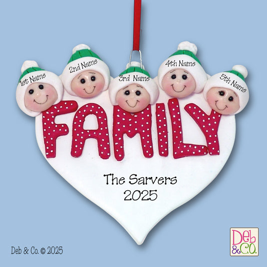 FAMILY - Family of 5 Handmade Ornament