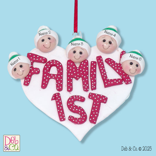 Family First - Family of 5 Handmade Ornament - 2