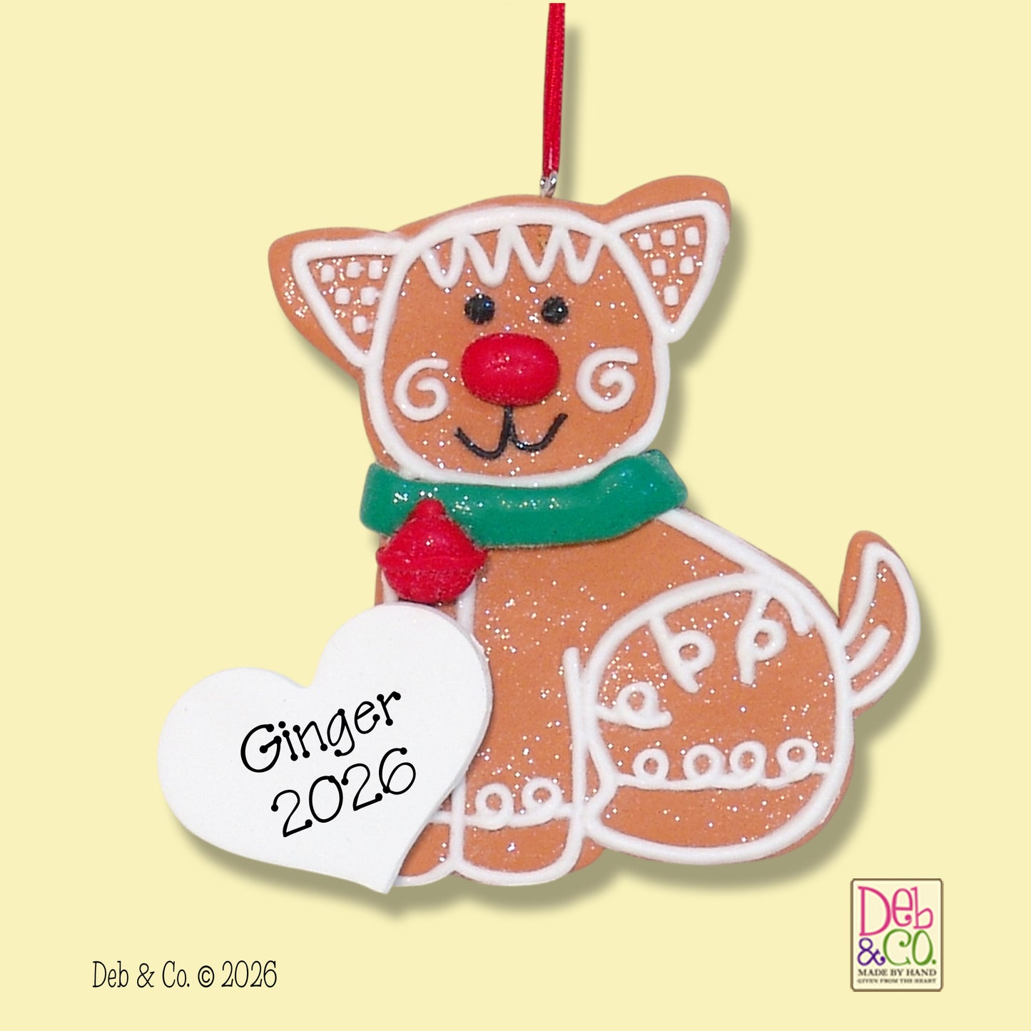 Gingerbread Kitty Cat Personalized Christmas Ornament