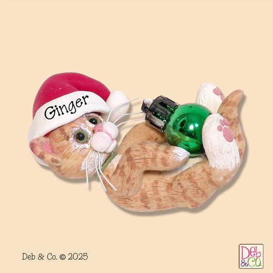 Orange Tabby with Santa Hat & Ornament