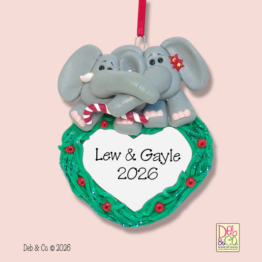 Elephant Couple Personalized Ornament