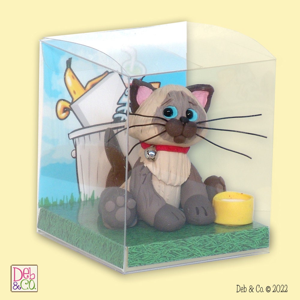 Himalayan / Siamese  KITTY CAT HANDMADE Polymer Clay Personalized Christmas Ornament - With Optional Christmas Lights