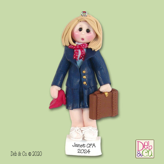 Blonde FEMALE ATTORNEY / Law / Business Handmade Polymer Clay Personalized Christmas Ornament