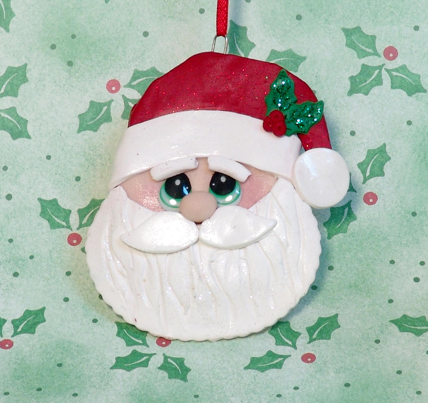 Santa Face HANDMADE POLYMER CLAY Personalized Christmas Ornament