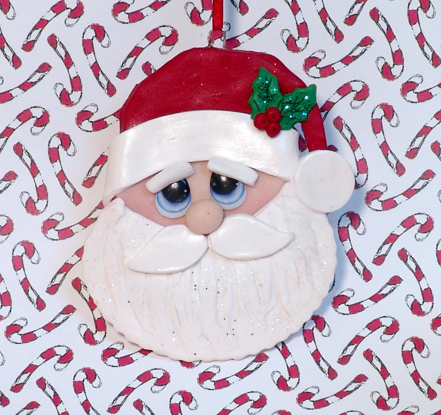 Santa Face HANDMADE POLYMER CLAY Personalized Christmas Ornament