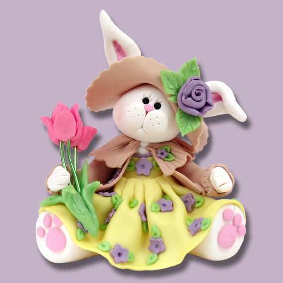 Personalized Belly Bunny Girl Figurine Ornament Handmade Polymer Clay