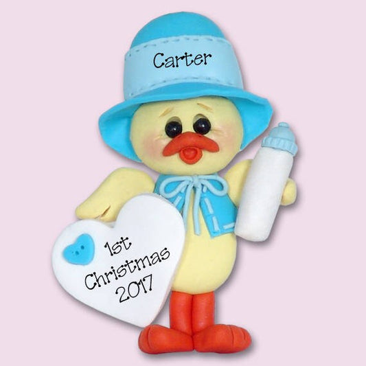 Baby Boy Chick  1st Christmas Personalized Baby Ornament - Limited Edition