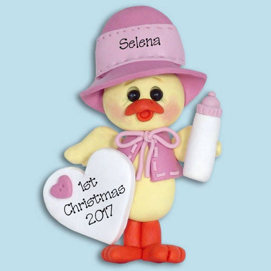 Baby Girl Chick  1st Christmas Personalized Baby Ornament - Limited Edition