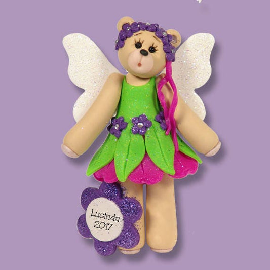 Personalized Christmas Ornaments - Bear Fairy Personalized Ornament/ HANDMADE POLYMER CLAY Personalized Christmas Ornament - Custom Ornament