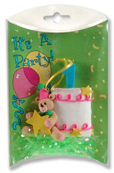 PERSONALIZED 4th BIRTHDAY Cake Personalized Christmas Ornament - Handmade Polymer Clay