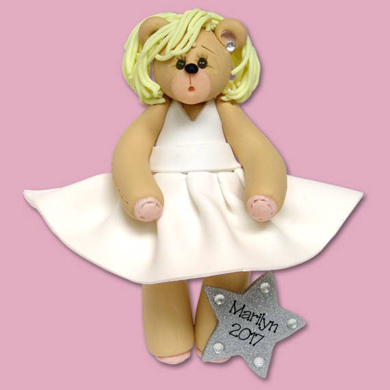 Bear-ilyn Monroe Belly Bear / Handmade Polymer Clay Ornament - Personalized Christmas Ornament - Limited Edition