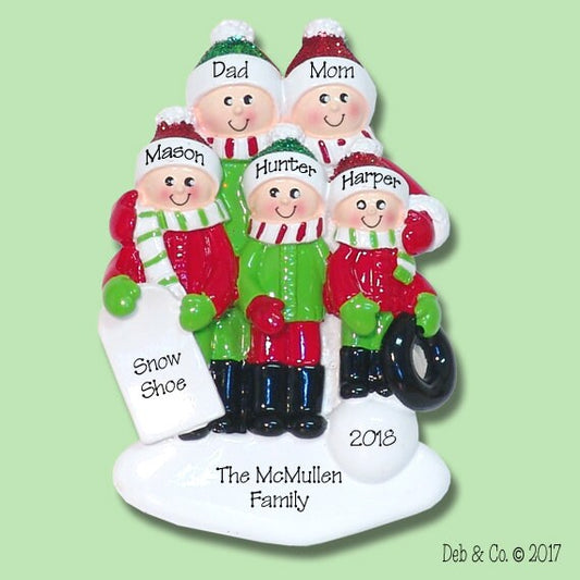 Personalized Family Ornament of 5 - Personalized Ornaments - Fun in the Snow Personalized Christmas Ornament - Personalized Family Ornaments