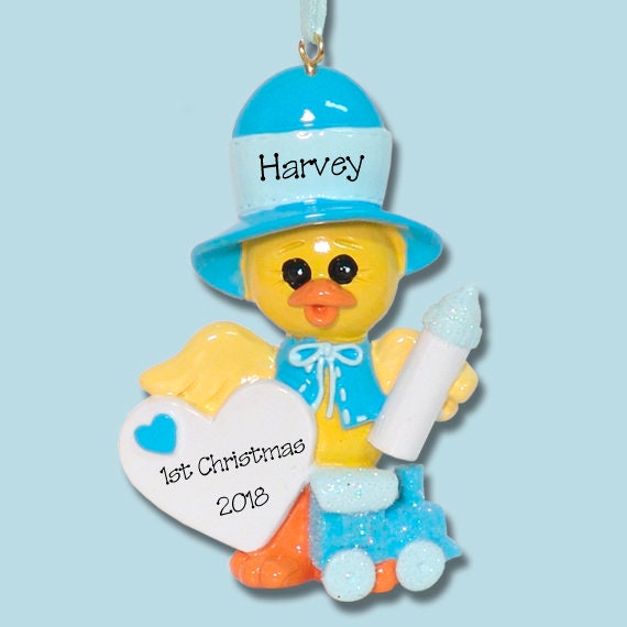 Baby's First Christmas Ornament, Baby Boy Chick Ornament, Custom Baby Ornaments