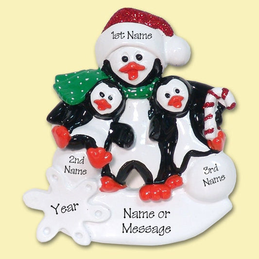 Single Parent with 2 kids, Personalized Family Ornament, Grandparent w/ 2 Grandkids,