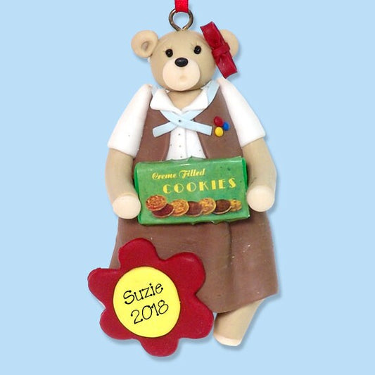 Brownie Belly Bear Personalized Ornament, Handmade Polymer Clay Personalized Christmas Ornament -SALE!