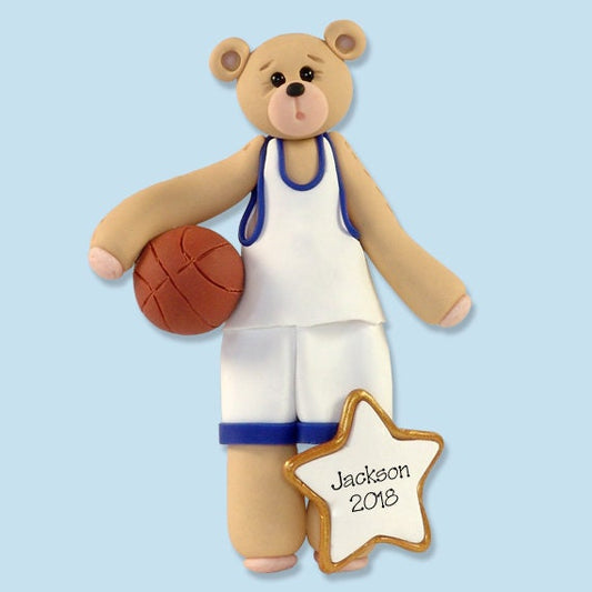 Personalized Basketball Ornament, Belly Bear Christmas Ornament, Basketball Player, HANDMADE POLYMER CLAY, Personalized Christmas Ornament