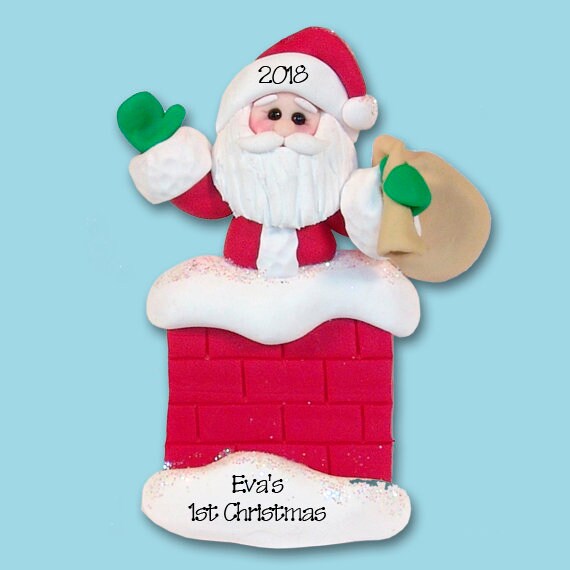 SANTA CLAUSE in Chimney Personlized Ornament, St. Nick Ornament, Handmade  POLYMER Clay Personalized Christmas Ornaments, Custom Ornaments