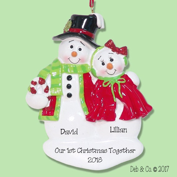 Our 1st Christmas Together Snowman Couple Personalized Ornament