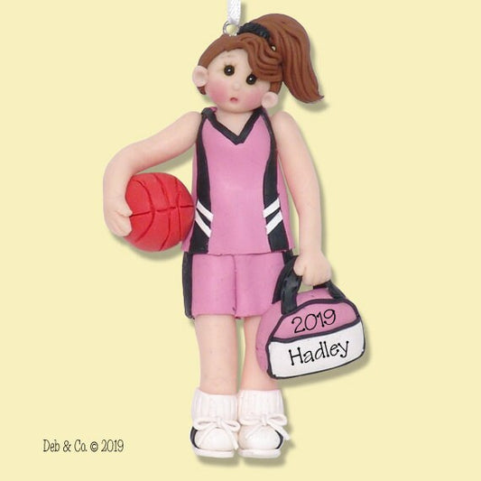 Personalized Girl Basketball Ornament, HANDMADE Polymer Clay, Custom Ornament