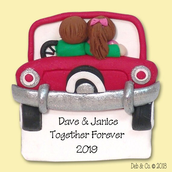 Parking Couple Personalized Couples Christmas Ornament, HANDMADE POLYMER CLAY