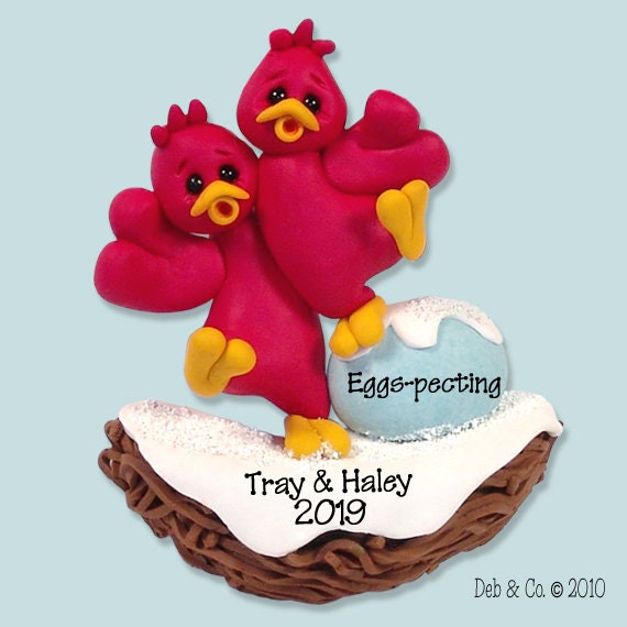 Personalized Robin Couple Ornament, Expecting Ornament, Personalized Christmas Ornament in Custom Gift Box