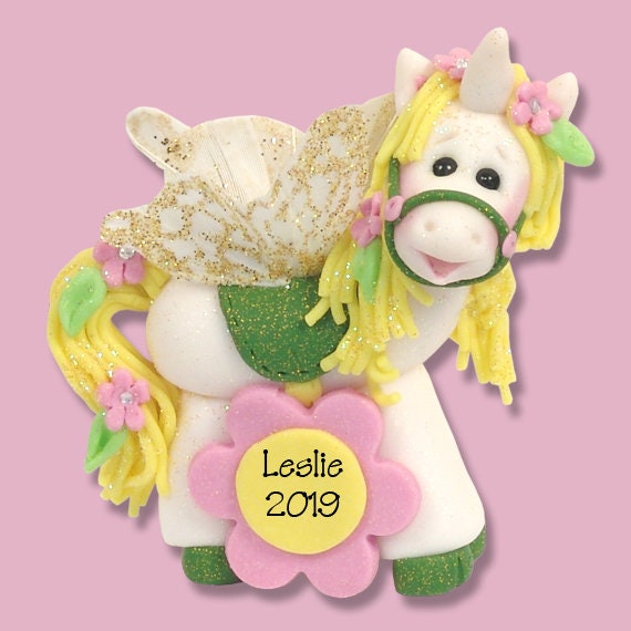 HANDMADE Polymer Clay UNICORN Personalized Christmas Ornament