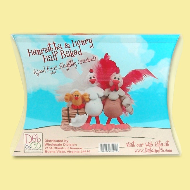 Half Baked Hens Family of 7 in custom gift box - HANDMADE POLYMER CLAY Personalized Christmas Ornament