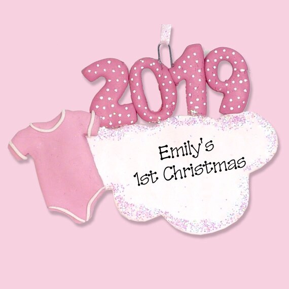 2019 Baby's First Christmas Personalized Onesie Ornament  Handmade  Polymer Clay