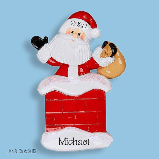 SANTA CLAUSE in Chimney Personalized Christmas Ornaments, Custom Ornaments