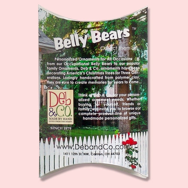 Real Estate / Realtor Belly Bear Handmade Polymer Clay Personalized Christmas Ornament - Custom Ornament