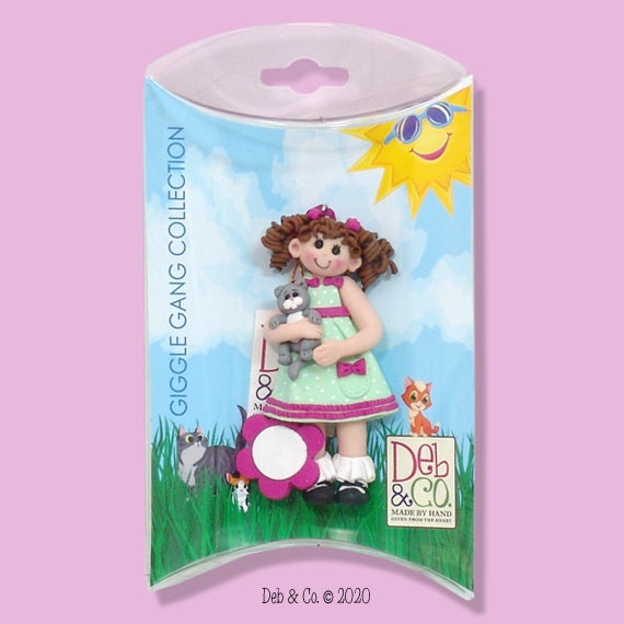 Girl with Kitten Cat HANDMADE POLYMER CLAY Ornament - Personalized Christmas Ornaments in Custom Gift Box